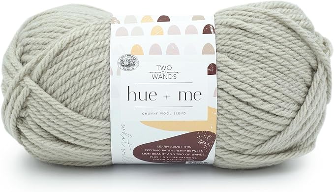 Lion Brand Yarn, Hue + Me Chunky Yarn for Crocheting, Knitting, and Crafts, Whisper, 1 Pack
