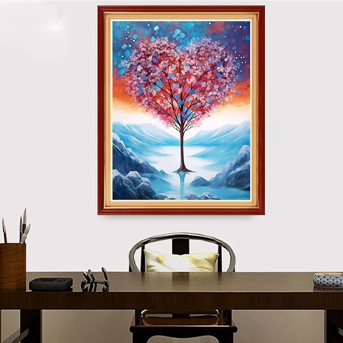 Redxing Stamped Cross Stitch Kits Embroidery kit for Beginners Adults Full Range of Embroidery Patterns Starter Kits DIY Printed Cross Stitch Kits Needlepoint Kits 11CT-Love Tree 16x20 inch