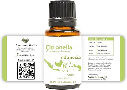 Nature Packaged Citronella Essential Oil - Direct from Central Java, Indonesia - Pure Essential Oil for Diffusers and Aromatherapy | 100% Pure Therapeutic Grade (22LBS)