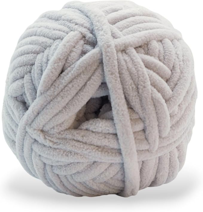Okey Dokeys 300g Jumbo Velvet Chenille Yarn 7 Jumbo – Plush, No-Fray, Durable Plushies, Posh Soft Crochet Projects Beginner Friendly (130 yds) (Rain Cloud Gray (108), 1 Pack (17.90/Skein))