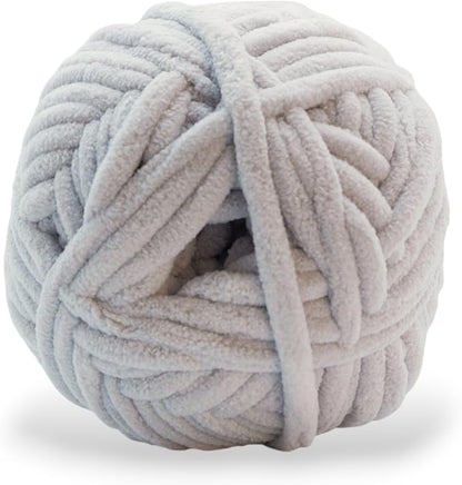 Okey Dokeys 300g Jumbo Velvet Chenille Yarn 7 Jumbo – Plush, No-Fray, Durable Plushies, Posh Soft Crochet Projects Beginner Friendly (130 yds) (Rain Cloud Gray (108), 1 Pack (17.90/Skein))