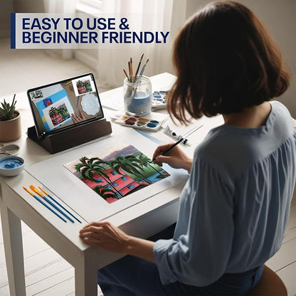 Painting4Real DIY Art Painting Kit for Adults – Learn to Paint Beach Village with Video Tutorials – 9 Pieces Acrylic Paint Set for Adults –Perfect Christmas Crafts & Holiday Gifts for Art Lovers