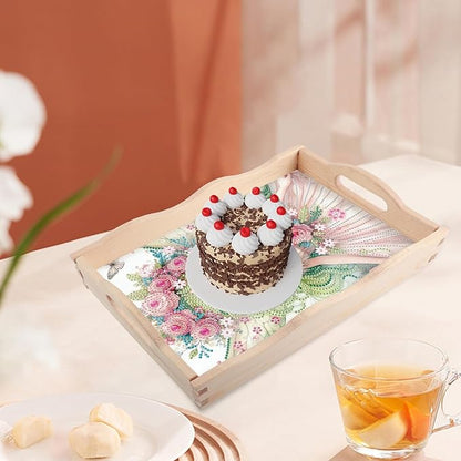 JISHSHAY Diamond Art Serving Tray Diamond Painting Food Tray Gem Art Serving Platter Gem Painting Mosaic Kits for Adults DIY Kits for Adults, with Wood Handle 20×30cm/7.87×11.81in, Fairy Elf