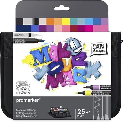 Winsor & Newton ProMarker Set, 25+1pcs. Wallet, Modern Lettering