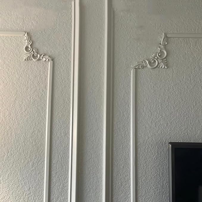 4PCS Corner Wooden Carving Decal Unpainted Wood Appliques Onlays DIY Wood Carved Furniture Appliques Onlays for Wall Bed Door Wardrobe Cabinet Furniture Decoration(08,10x10cm/3.94x3.94inch)