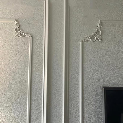 4PCS Corner Wooden Carving Decal Unpainted Wood Appliques Onlays DIY Wood Carved Furniture Appliques Onlays for Wall Bed Door Wardrobe Cabinet Furniture Decoration(08,8x8cm/3.15x3.15inch)