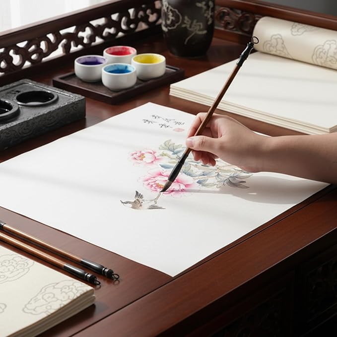 Zyghjort 3 PCS Chinese Calligraphy Brush, Chinese Calligraphy Brush 3 Sizes Writing Drawing Watercolor Ink Brushes Hubi Painting Kanji Sumi Writing Brushes for Beginners & Artists