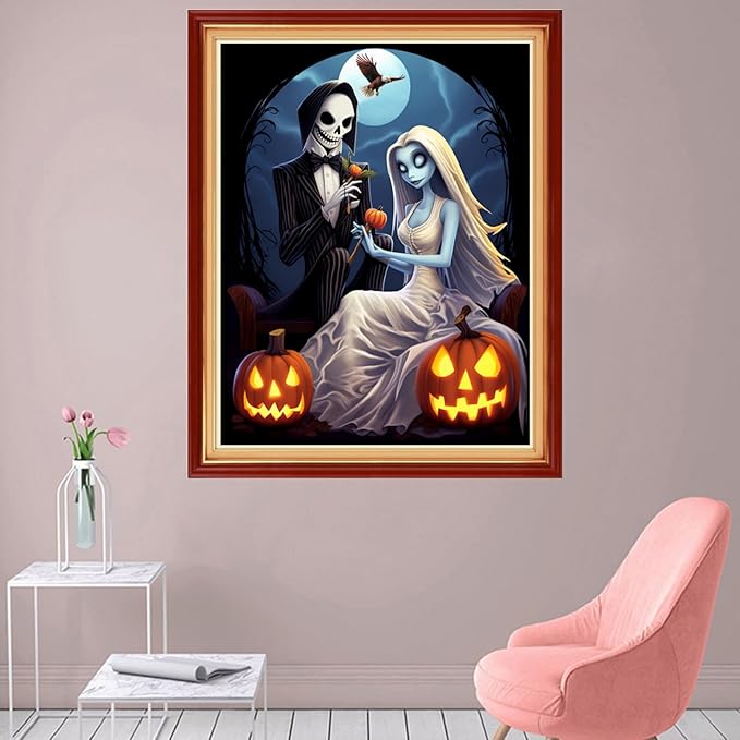 Foxhool Stamped Cross Stitch Kits,11CT Printed Cross Stitch Pattern Full Embroidery Kits for Beginner Needlepoint Kits-Funny Couple 16x20 inch