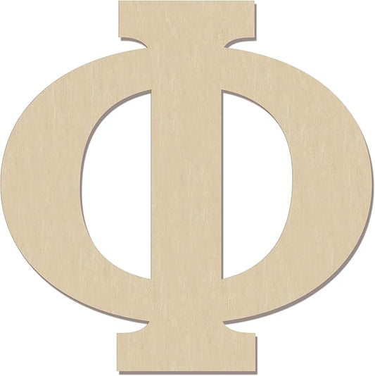 HILAZA 12 Inch Large Wooden Greek Letters, Unfinished Big Wood Letters for Wall Decor, DIY Crafts, Parties Wedding Christmas Home Decoration, Letter Phi (Φ)