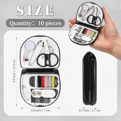 Yuxung 10 Pcs Mini Travel Sewing Kit Portable Emergency Repair Kit Mini Sewing Box with Threads Scissors Needles DIY Supplies for Beginner Traveler Hotel Charity(Black)