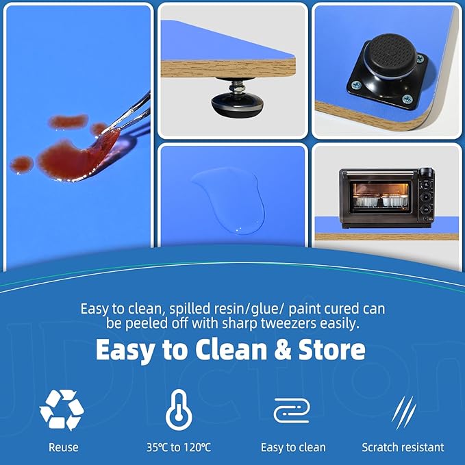 Resin Leveling Table for Epoxy - 16''x 12'' Resin Leveling Board Nonstick Surface, Adjustable Height & Angle Feet, Multipurpose No Installation Required Board for Crafting & Art