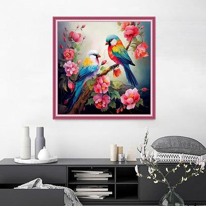 Joyhoor Cross Stitch Kits for Beginners Stamped Cross-Stitch Supplies Needlework preprint Embroidery Kits for Adults DIY Needlepoint Kits Embroidery Patterns 11CT-Flower Couple Bird 18.x18 inch