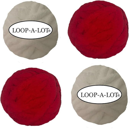 4- Pack Chunky Chenille Christmas Bundle Red and White Yarn for Crocheting Handknitting Big Bulky Fluffy Soft Chunky Beginners Blanket Jumbo Thick Yarn DIY Crafts Décorations