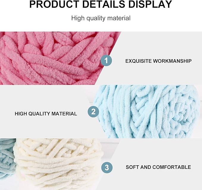 Zerodeko 3 Pcs Woolen Yarn DIY Handcrafts Materials Comfortable Cotton Blend Knitting Wool for Sweaters Scarves Hats Craft Supplies in Pink