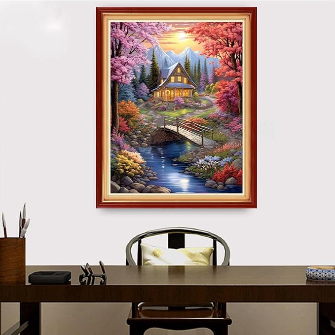 Redxing Stamped Cross Stitch Kits Embroidery kit for Beginners Adults Full Range of Embroidery Patterns Starter Kits DIY Printed Cross Stitch Kits Needlepoint Kits 11CT-Dream Home 16x20 inch