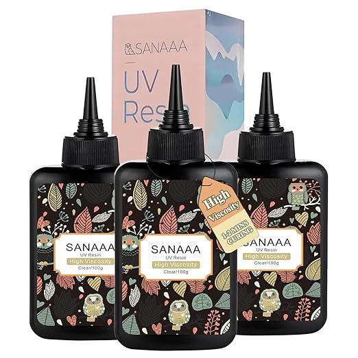 SANAAA UV Resin Clear Hard Type 300g,High Viscosity Transparent Ultraviolet Cure Resin for Jewelry Making,Keychain Making,Crafts Decor,Coating