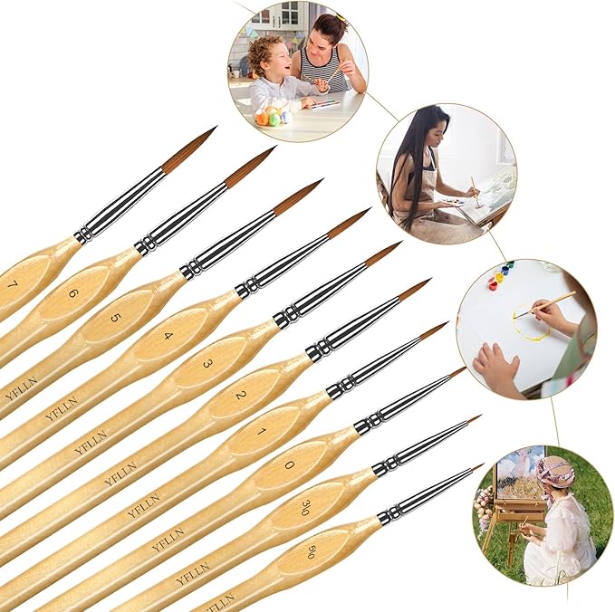 Miniature Paint Brushes Kit, Fine Detail Painting Brush Professional Tiny Paints Brush Set for Art Watercolor Oil Acrylic,Craft Models Rock Painting