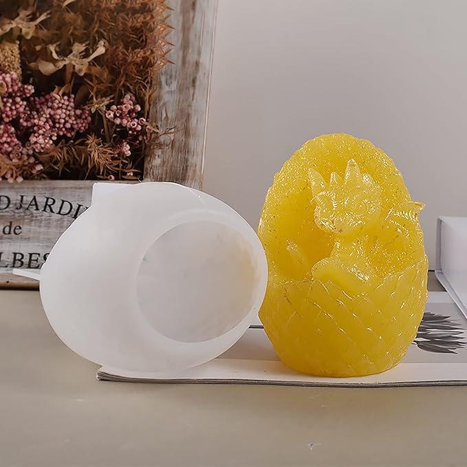 3D Dragon Animal Half Egg Dragon Candle Silicone Wave Spiral Candle Mold - Silicone Resin Casting Molds for Candle & Resin & Soap Craft Supplies
