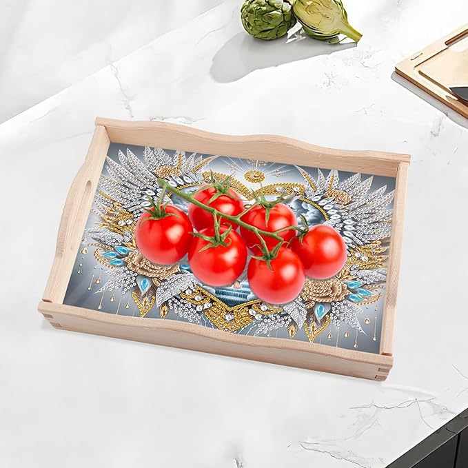 JISHSHAY Diamond Art Serving Tray Diamond Painting Food Tray Gem Art Serving Platter Gem Painting Mosaic Kits for Adults DIY Kits for Adults Table Decor, with Handle 20×30cm/7.87×11.81in, Jesus