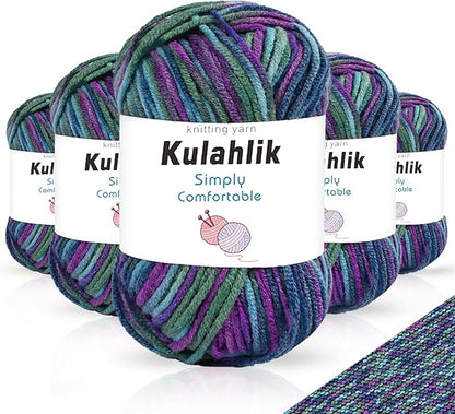250g(5x50g) Acrylic Yarn for Crochet/Knitting, Colorful Gradient Yarn Thread, 5 Rolls Skeins, Perfect for Any Knitting Crochet and Crafts Mini Project