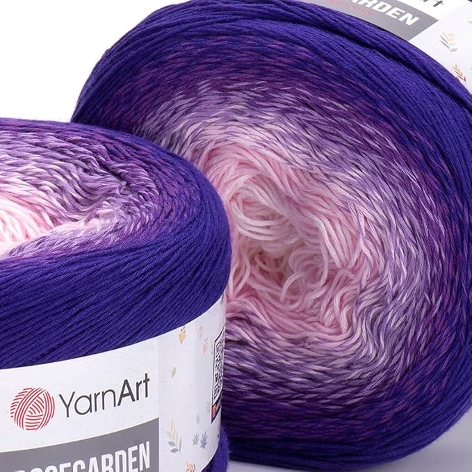 2 Skein Yarn Art Rosegarden Yarn 100% Cotton 2x1094yards 2x250gr Multicolor Cotton Yarn Rainbow Crochet Yarn Spring Summer Fine 1 Top 5 Most Used Colors (Rosegarden 321)