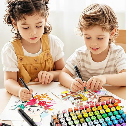 CREATSPARK Alcohol Markers 168 Colors with Base Dual Tip Art Drawing Markers for Anime Sketch Illustrations - Refillable