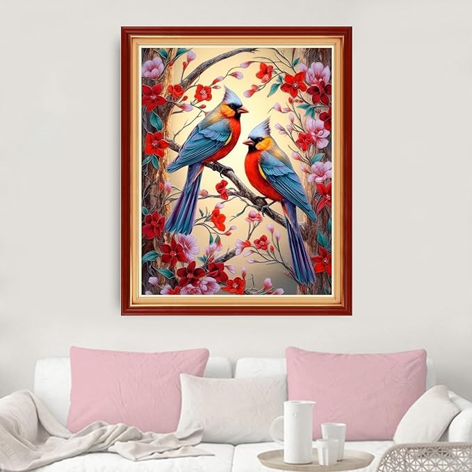 Dimxvean Stamped Cross Stitch Kits,Cross Stitch Kits for Adults Beginners,Embroidery Kits Full Range of Cross Stitch Stamped Kits Needlepoint Kits Cross Stitch Patterns-Flower Birds 16x20 inch