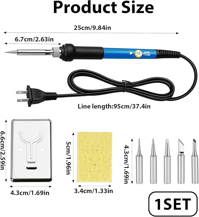 Aphohome Wood Burning Kit, 6 - Temp Adjustable Soldering Welding Iron Kit with 5 Tips & Sponge, for Pyrography Art & DIY Wood Crafts