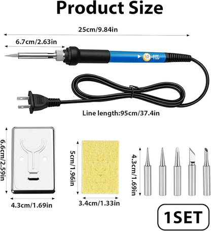 Aphohome Wood Burning Kit, 6 - Temp Adjustable Soldering Welding Iron Kit with 5 Tips & Sponge, for Pyrography Art & DIY Wood Crafts