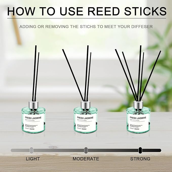 POWSHELF Reed Diffuser Set of 3 Pack,50ML Lavender Jasmine Lemon Basil Scented Oil Diffuser with 5 Sticks,Home Fragrance Reed Diffuser for Bedroom Bathroom Office (Lavender/Jasmine/Fig Cedar)