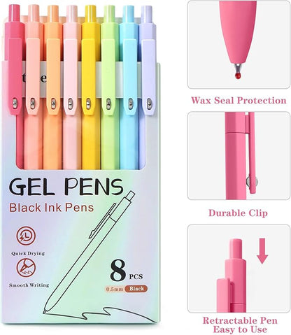 Piochoo Gel Pens, 0.5mm Quick Dry Black Ink Fine Point Smooth Writing Pens for Office School Supplies Stocking Stuffers for Women Girls Nurse Teacher