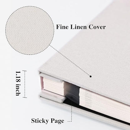 Vienrose Large Photo Album Self Adhesive for 4x6 8x10 10x12 Pictures Linen Scrapbook Album DIY 60 Blank Pages with A Metallic Pen