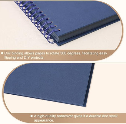 Scrapbook Album 8x8 Inches Photo Album Hardcover Kraft with Window Scrap Book Blank Memory Book for Baby Wedding Guest Book Couples Graduation Travel DIY Anniversary, 40 Pages Blue