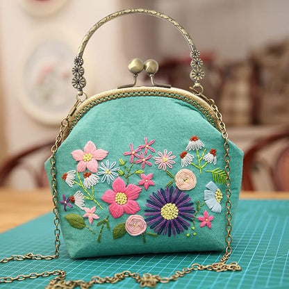Gogobear Easy Embroidery DIY Bags Purse Wallet Handbag Handmade Embroidered Handbag Crossbody Spring Flowers