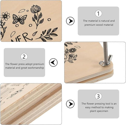 Abaodam Portable Flower Press Kit for Specimen Making Dried Flower and Leaf Pressing Tool Easy Carry DIY Craft for Adults for Scrapbooks Cards Wedding Decor