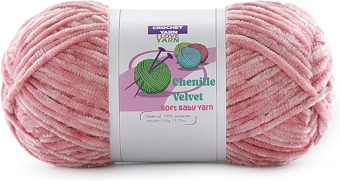 1 Skeins Soft Fluffy Velvet Yarn, Chenille Chunky for Hand Knitting and Crocheting DIY Craft, Amigurumi Crochet Yarns（196.8yds, 3.5oz） (Sakura Pink)
