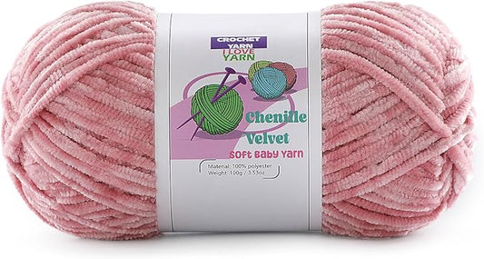 1 Skeins Soft Fluffy Velvet Yarn, Chenille Chunky for Hand Knitting and Crocheting DIY Craft, Amigurumi Crochet Yarns（196.8yds, 3.5oz） (Sakura Pink)