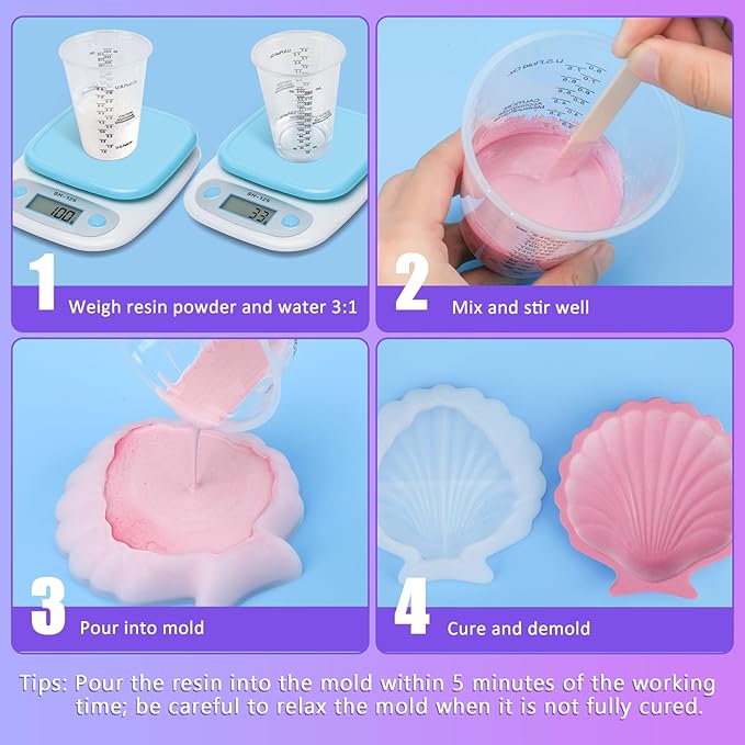Resin Casting Powder 5000g, 20~30 Minutes Demold, Water Activated Plaster Powder for Craft Casting, Easy Mixing and Self Leveling