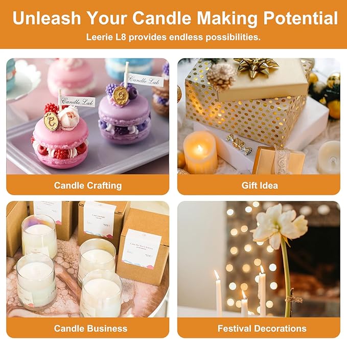 Leerie 16Lbs Wax Melter for Candle Making, L8 Large Electric Wax Melting Pot of Wax, Soy Wax Business Home Candle Making Kit with Heating Core Brass Spout & Temp Control