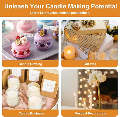 Leerie 16Lbs Wax Melter for Candle Making, L8 Large Electric Wax Melting Pot of Wax, Soy Wax Business Home Candle Making Kit with Heating Core Brass Spout & Temp Control