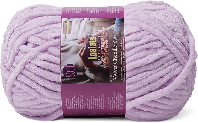 Chunky Chenille Yarn for Crocheting - 200g/7oz Baby Blanket Yarn for Crocheting Soft - 175 Yards Fluffy Thick Plush Yarns for Knitting Blankets Amigurumi (1, Light Purple)