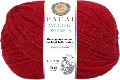 Facai Blend Merino Wool Yarn for Knitting - Worsted Weight,197yds (3.5oz) Ball, Ideal for Sweaters, Scarves, and Accessories (1, Red)