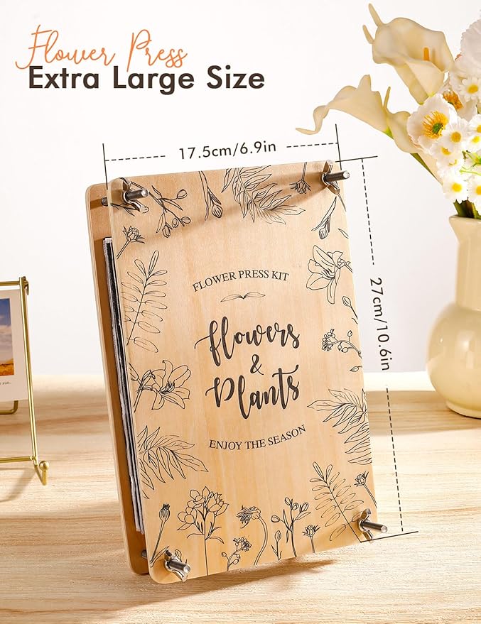 wtisan Flower Press Kit: Wooden Flowers Pressing for Adults, 6 Layers 10.6"x6.9" DIY Wedding Bouquet Flowers Preservation, Pressed Flower Kits Gift for Nature Drying Lovers