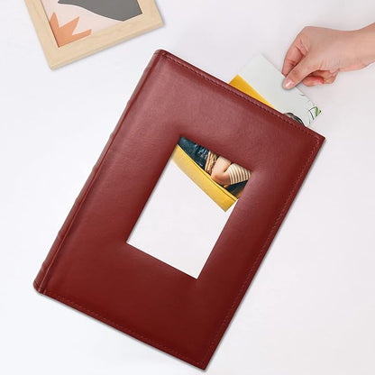 Vienrose Photo Album 4x6 300 Photos with Memo Area Leather Cover Large Capacity Slip-in Pictures Book for Wedding Baby Vacation, Brown
