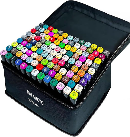 SALAHEYO 120 Colors Alcohol Markers with Base Art Drawing Markers Set for Adults Painting,Coloring,Sketching, Comics, Illustration- Refillable