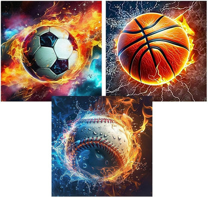 YOLENIX Paint by Numbers for Adults and Kids, 3pack Ball Games Painting by Number Kits On Canvas, Number Artist Paint by Number Kit Funny DIY, Home Wall Decor, Gifts 14X14inch by YOLENIX