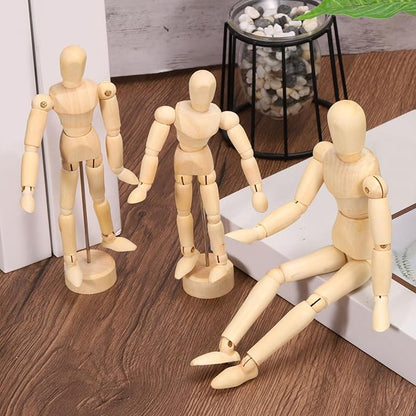 PATIKIL 8" Wooden Mannequin Figure, Artist Drawing Manikin Model Flexible Movable Jointed Sketching Lay Figure for Painting Drawing Decoration