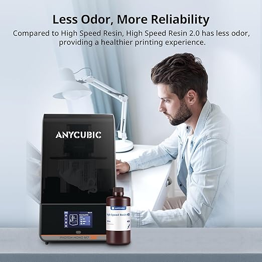 ANYCUBIC High Speed 3D Printer Resin 2.0, Print Up to 3X Faster, Special for Anycubic Photon Mono M5s/M7 Series, Particularly Apply for Large-Size 3D Printing Models, Low Odor (White, 1kg)