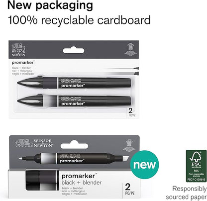 Winsor & Newton ProMarker Set, 2 Count, Black + Blender