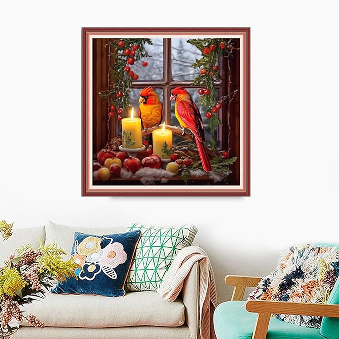 Foxdiviy Stamped Cross Stitch Kits Full Range of Embroidery Needlework Starter Kits for Beginners Adults 11CT Embroidery Patterns Art Crafts DIY Needlepoint Kits-Parrot Lovers 18x18 inch